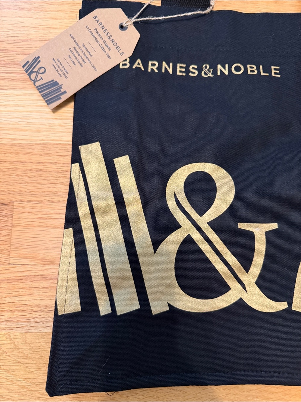 Barnes & Noble Black Tote with Gold Book & Ampersand Design - Picture 2 of 7